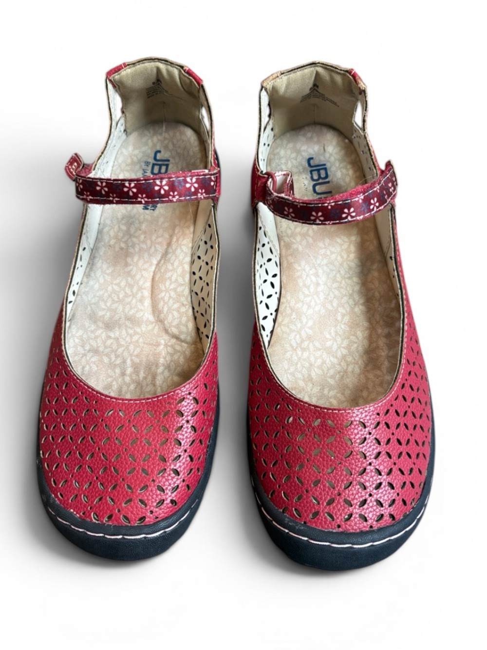 JBU by Jambu Mary Jane Flats Women’s 8.5 Red Perforated Comfort Shoes